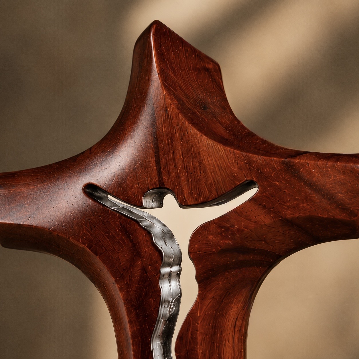 Detail of the inlaid silver Christ figure
